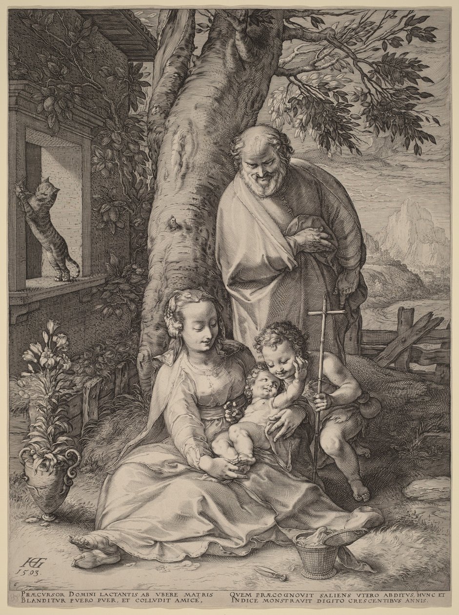 A Sagrada Família com o Menino João Batista de Hendrick Goltzius