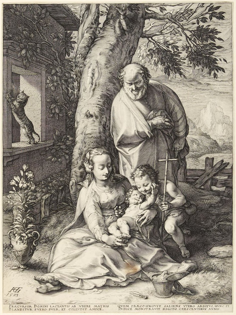 A Sagrada Família com o Menino João Batista de Hendrick Goltzius