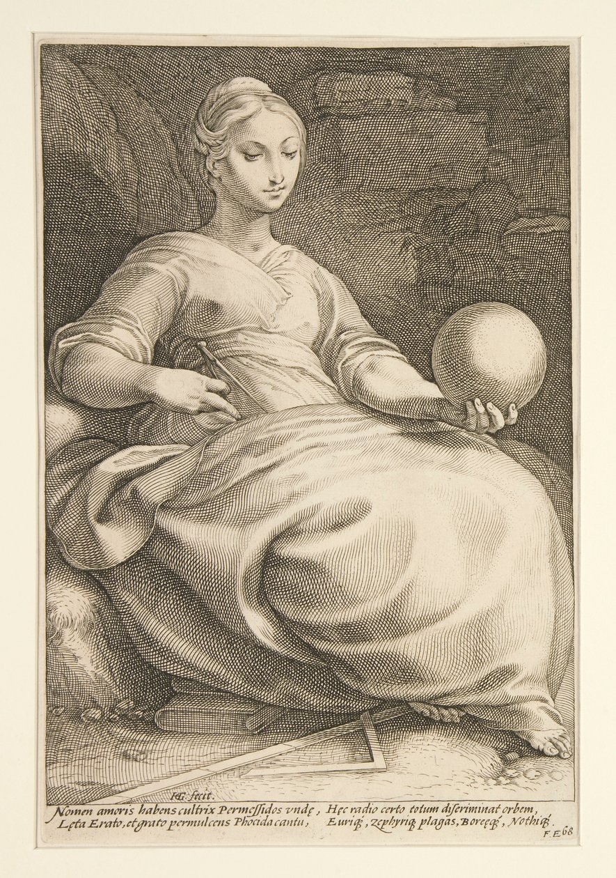 As Nove Musas: Erato, #7 em uma série de 9 de Hendrick Goltzius