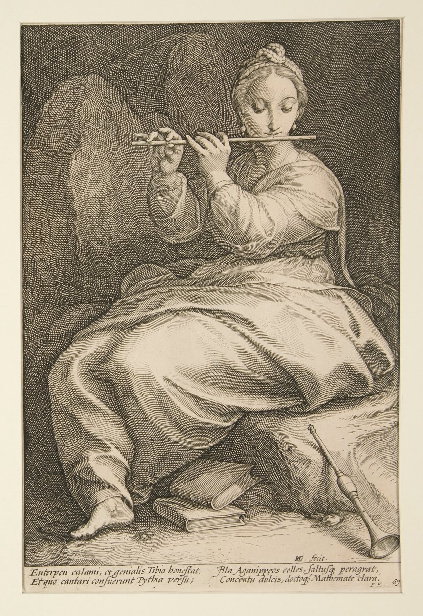 As Nove Musas: Euterpe, #6 de uma série de 9 de Hendrick Goltzius