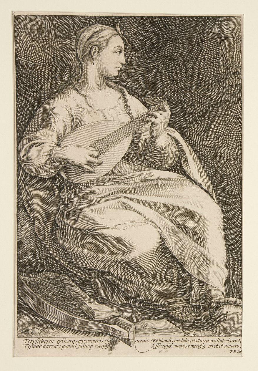As Nove Musas: Terpsícore, #5 em uma série de 9 de Hendrick Goltzius