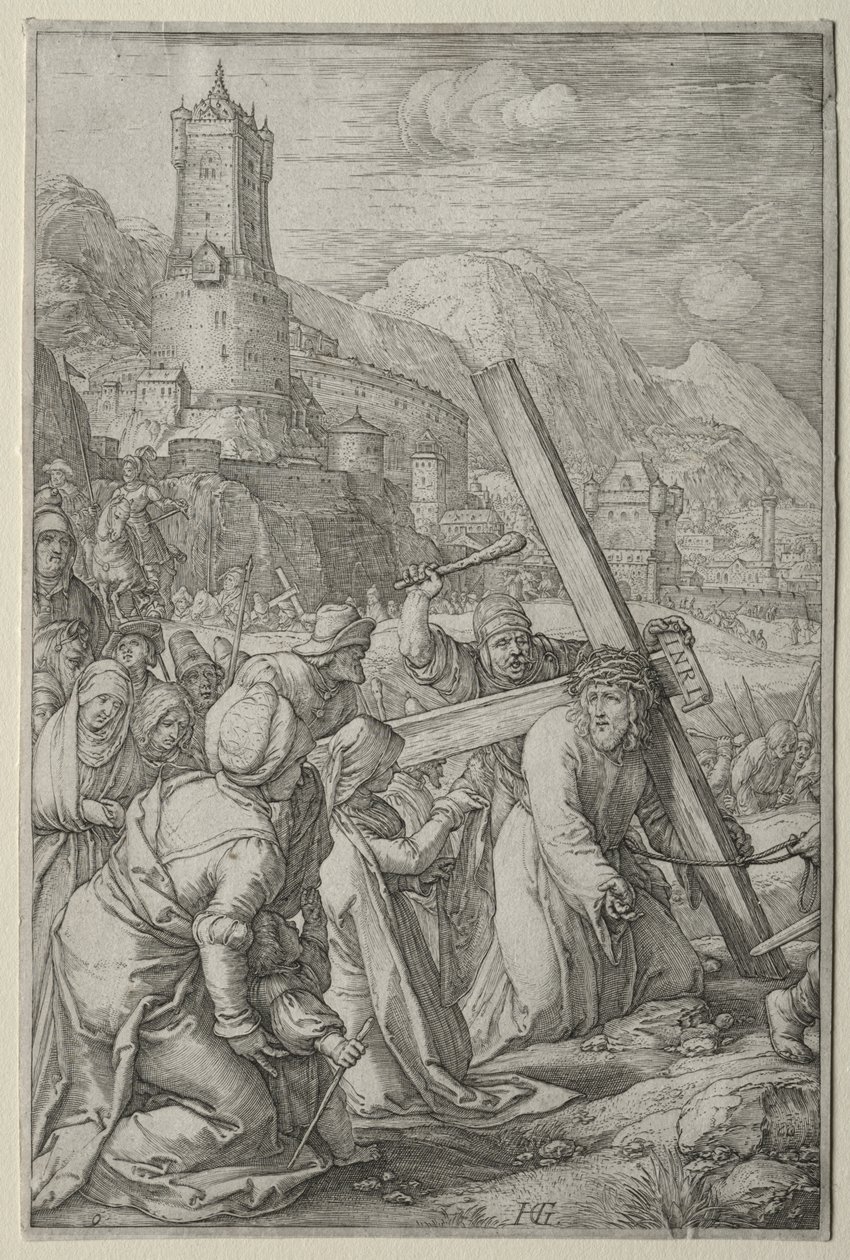 A Paixão: Cristo Carregando a Cruz de Hendrick Goltzius