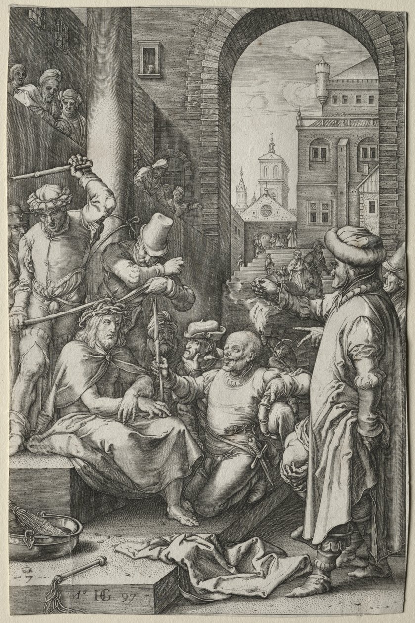 A Paixão: A Coroação de Espinhos de Hendrick Goltzius
