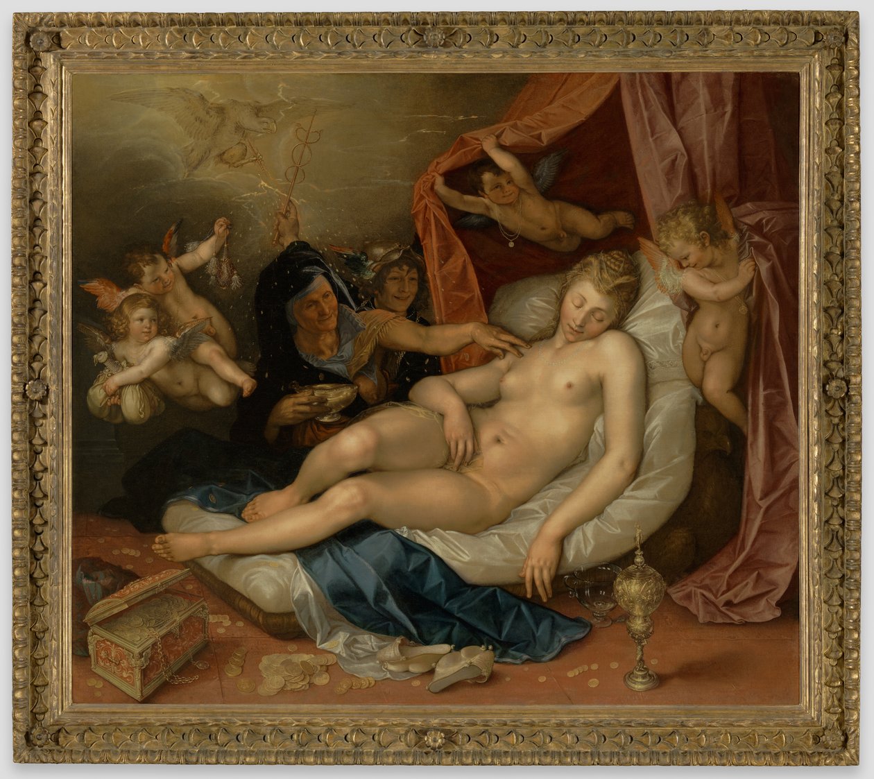 Danae adormecida preparada para Júpiter de Hendrick Goltzius