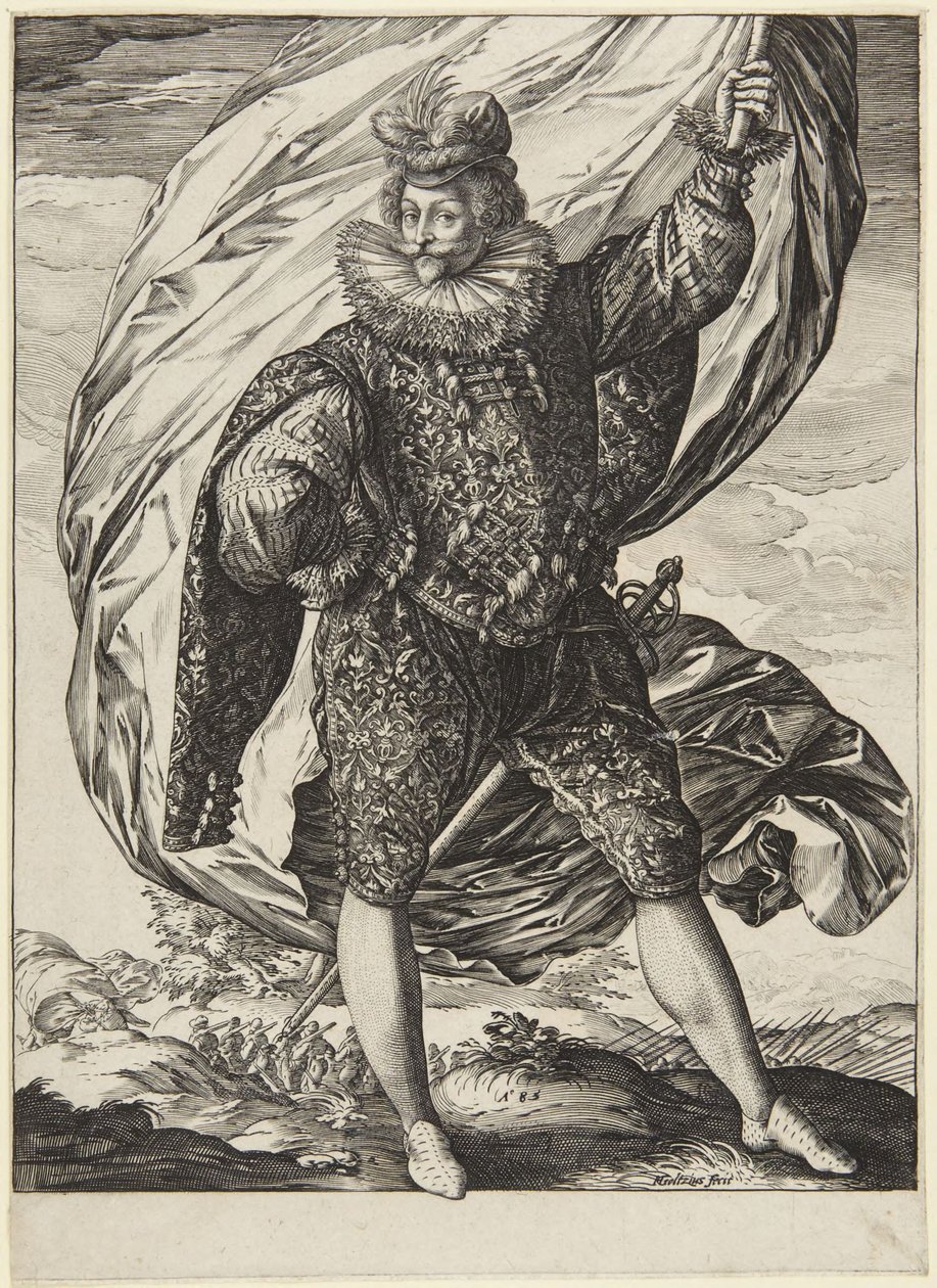 O porta-estandarte, virado para a direita de Hendrick Goltzius