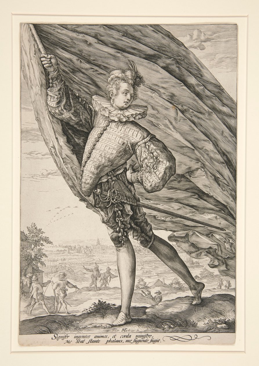 O porta-estandarte, virado para a esquerda de Hendrick Goltzius