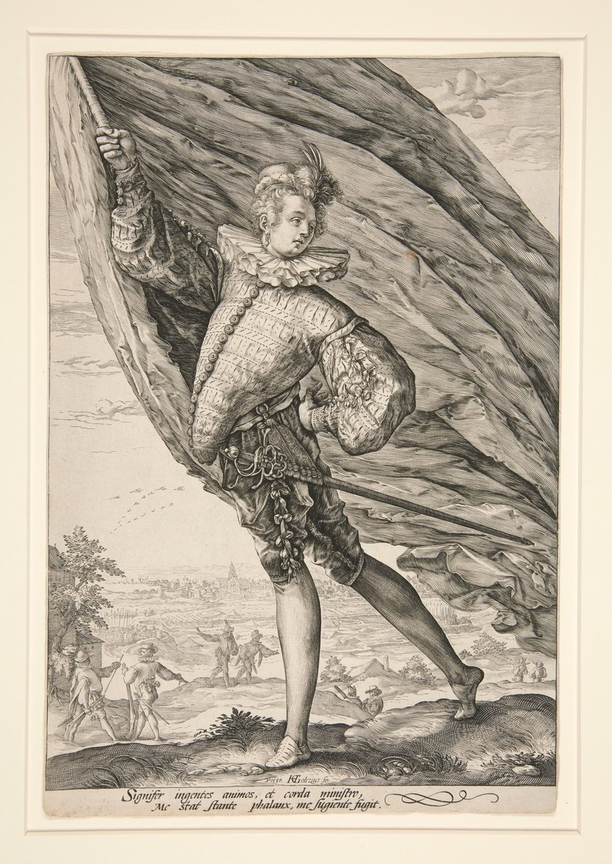O porta-estandarte, virado para a esquerda de Hendrick Goltzius