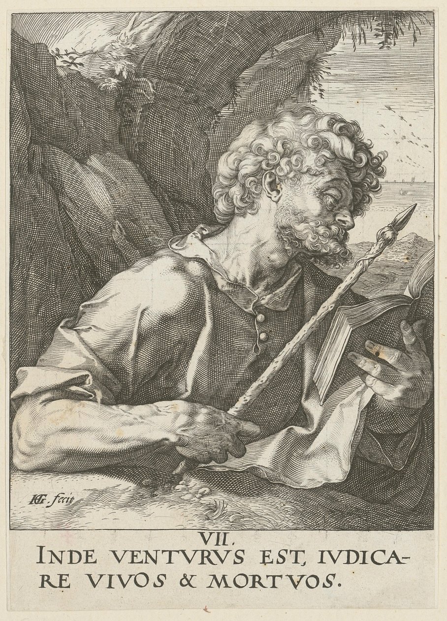 Tomé, prancha 8 da série «Cristo, os doze apóstolos e Paulo» de Hendrick Goltzius
