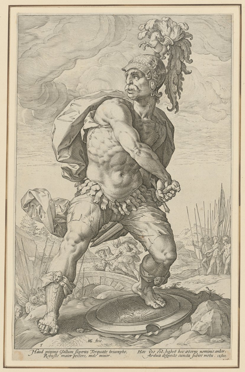 Titus Manlius Torquatus, página 5 da série «Heróis Romanos» de Hendrick Goltzius