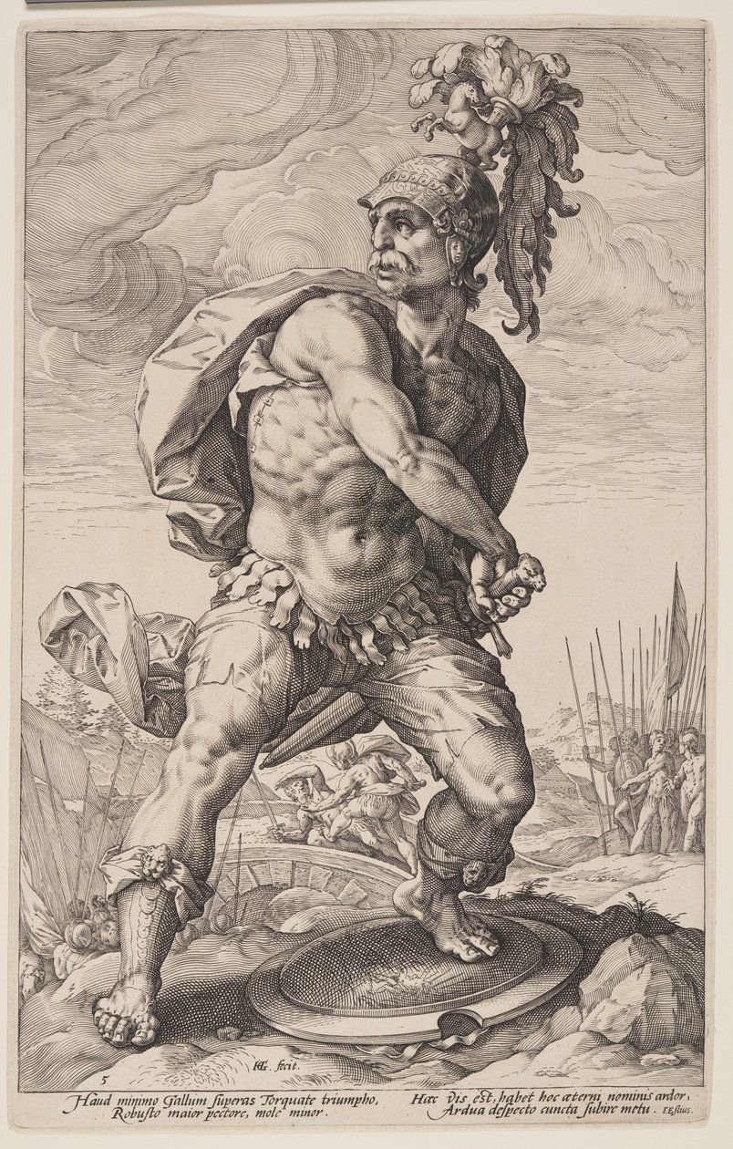 Titus Manlius Torquatus, de Os Heróis Romanos de Hendrick Goltzius