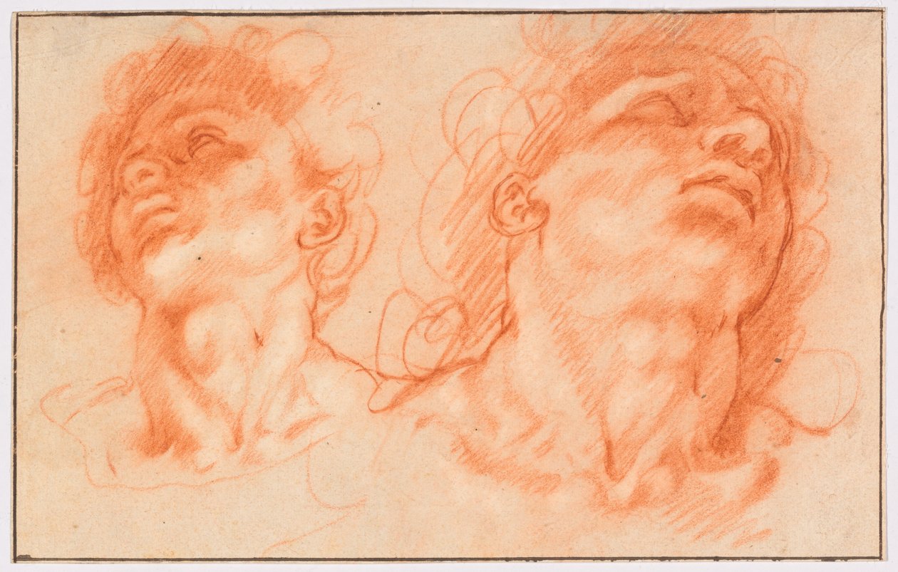Duas cabeças masculinas segundo a Antiguidade, os filhos de Laocoonte de Hendrick Goltzius