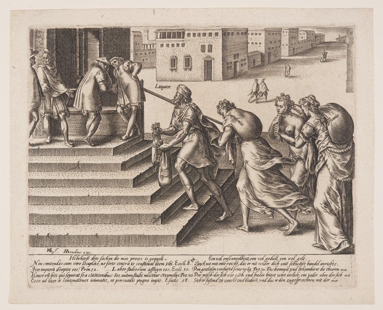 Justiça desigual, placa 4 de Os abusos da lei de Hendrick Goltzius
