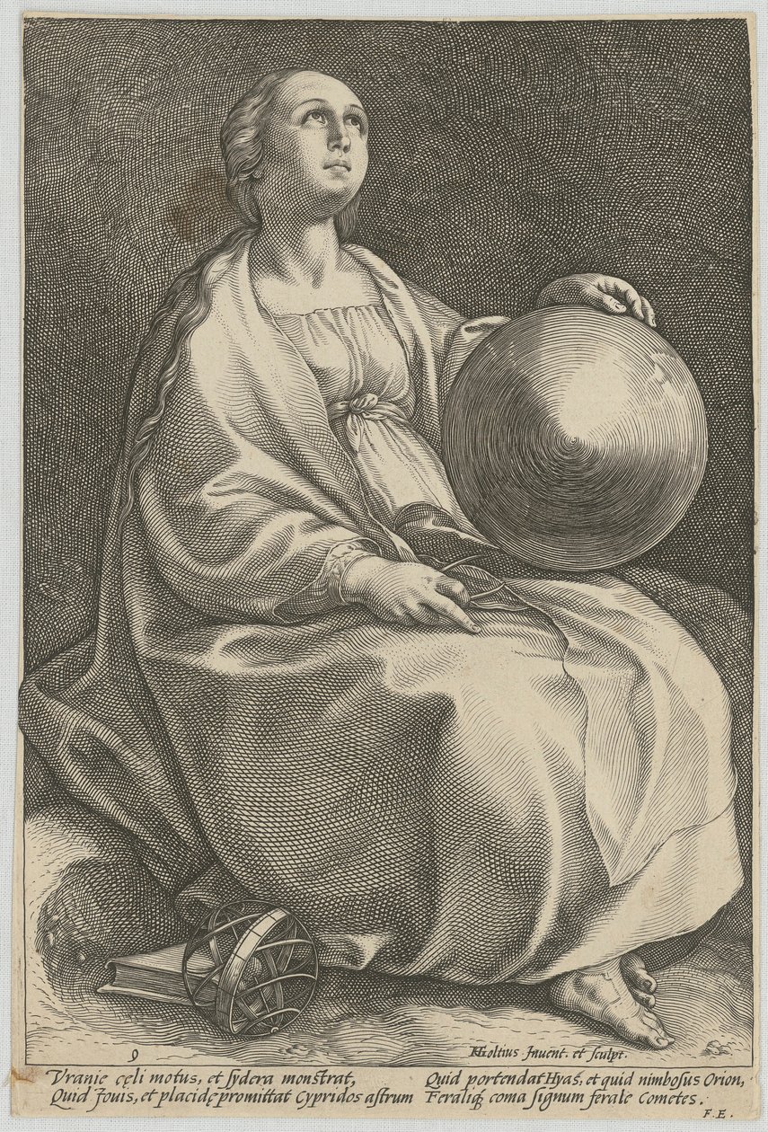 Urania, folha 9 da série «Nove Musas» de Hendrick Goltzius