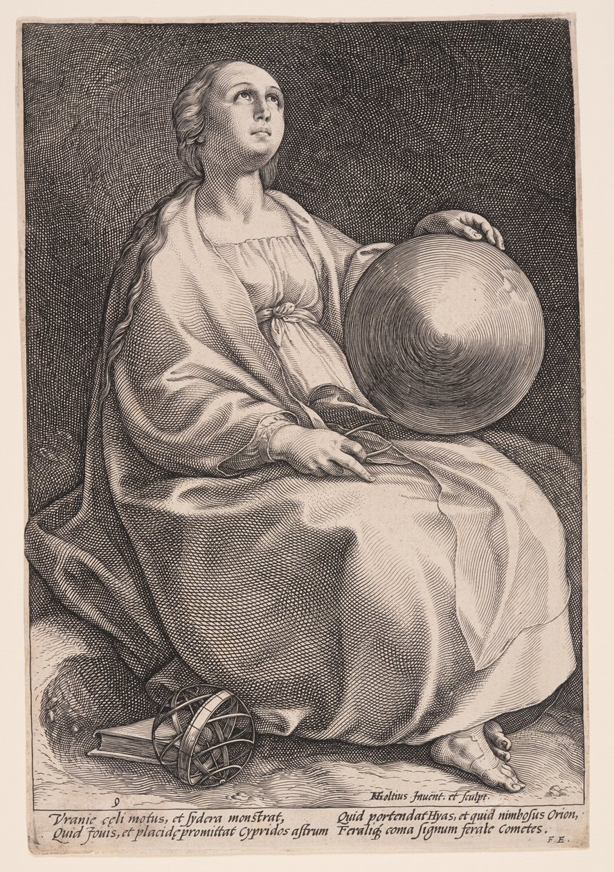 Urânia, a Musa da Astronomia, de As Nove Musas de Hendrick Goltzius