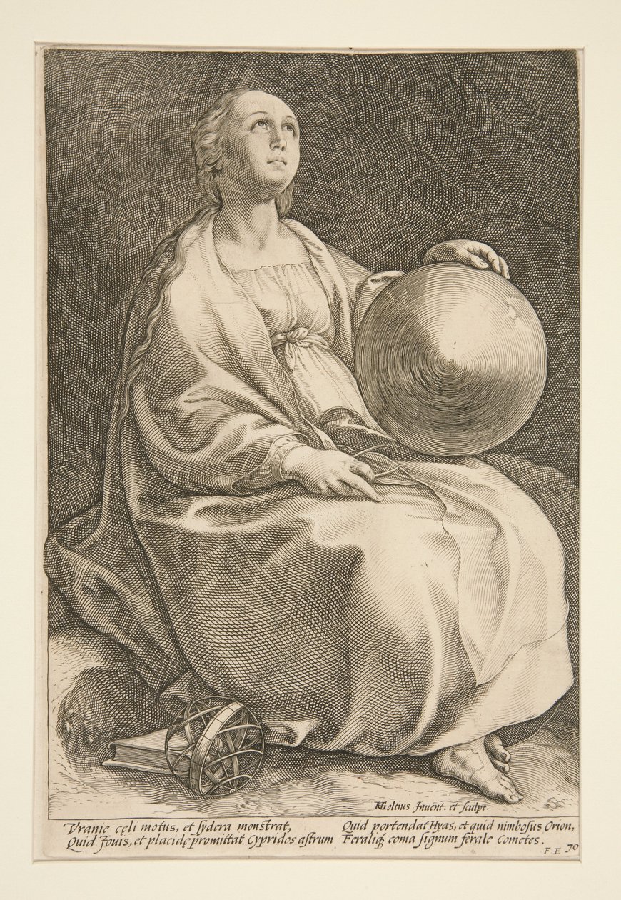 Urania, gravura n.º 9 da série «As Nove Musas» de Hendrick Goltzius
