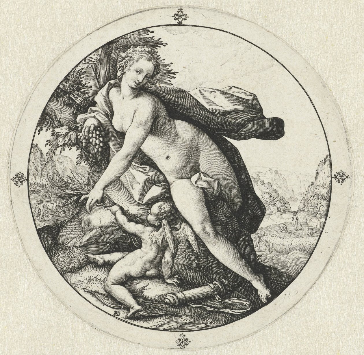Vénus e Cupido
Sine Cerere et Baccho friget Venus (título sobre o objecto) de Hendrick Goltzius