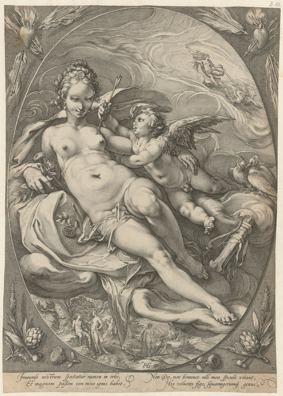 Vénus e Cupido, folha 2 da série «Três Deusas» de Hendrick Goltzius