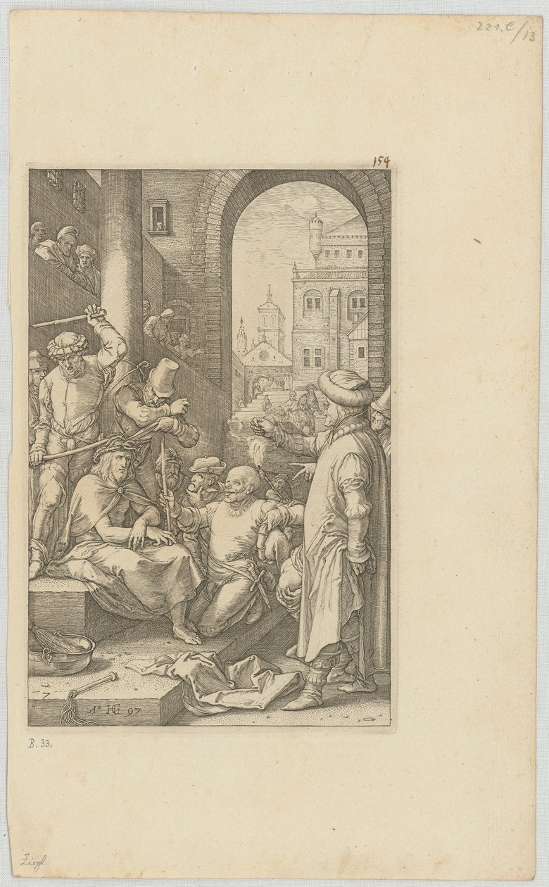 A Zombaria de Cristo, folha 7 da série «A Paixão» de Hendrick Goltzius