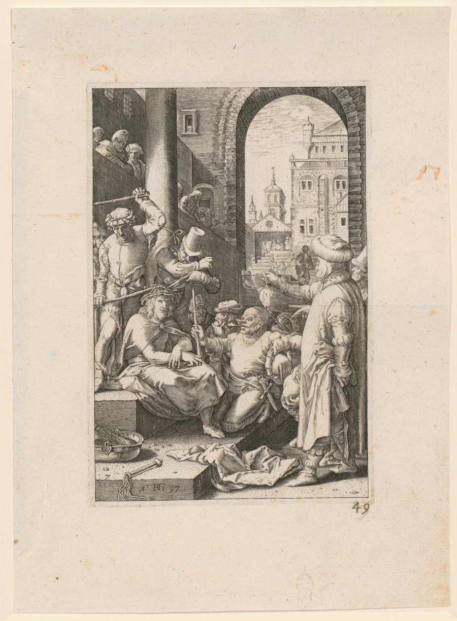 A Zombaria de Cristo, folha 7 da série «A Paixão» de Hendrick Goltzius