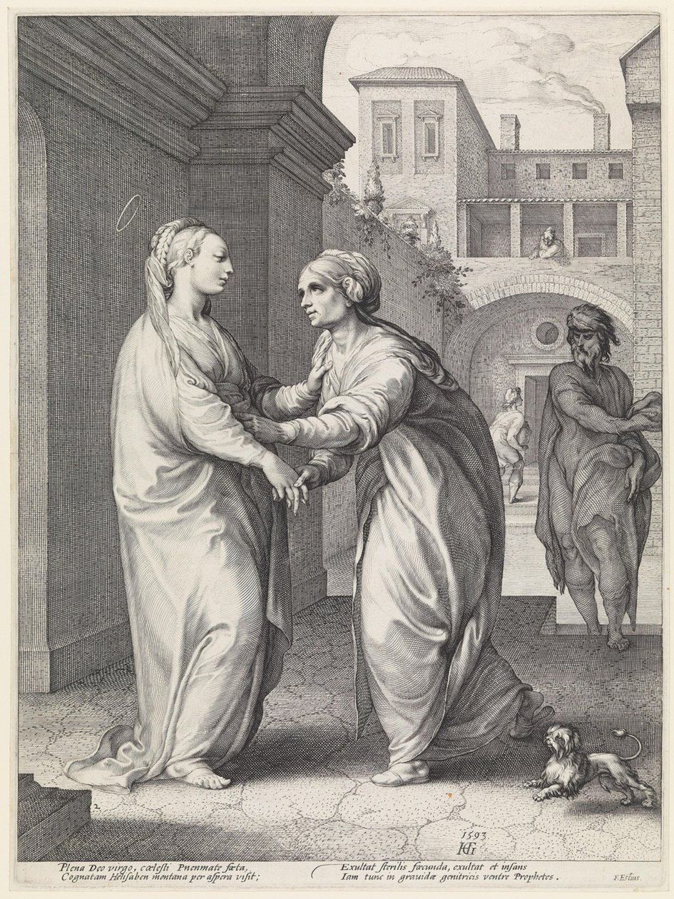 A Visitação, Maria e a sua prima Isabel de Hendrick Goltzius