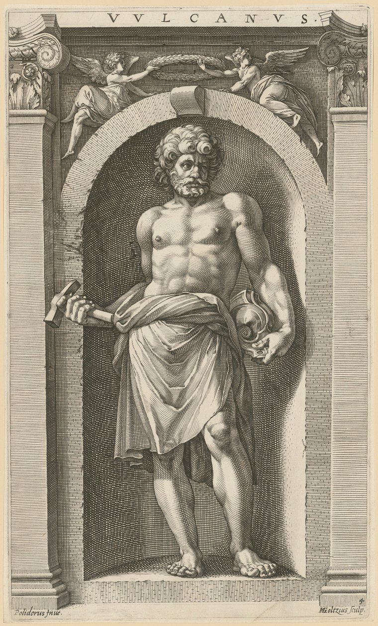 Vulcano, prancha 4 da série «Oito divindades antigas» de Hendrick Goltzius