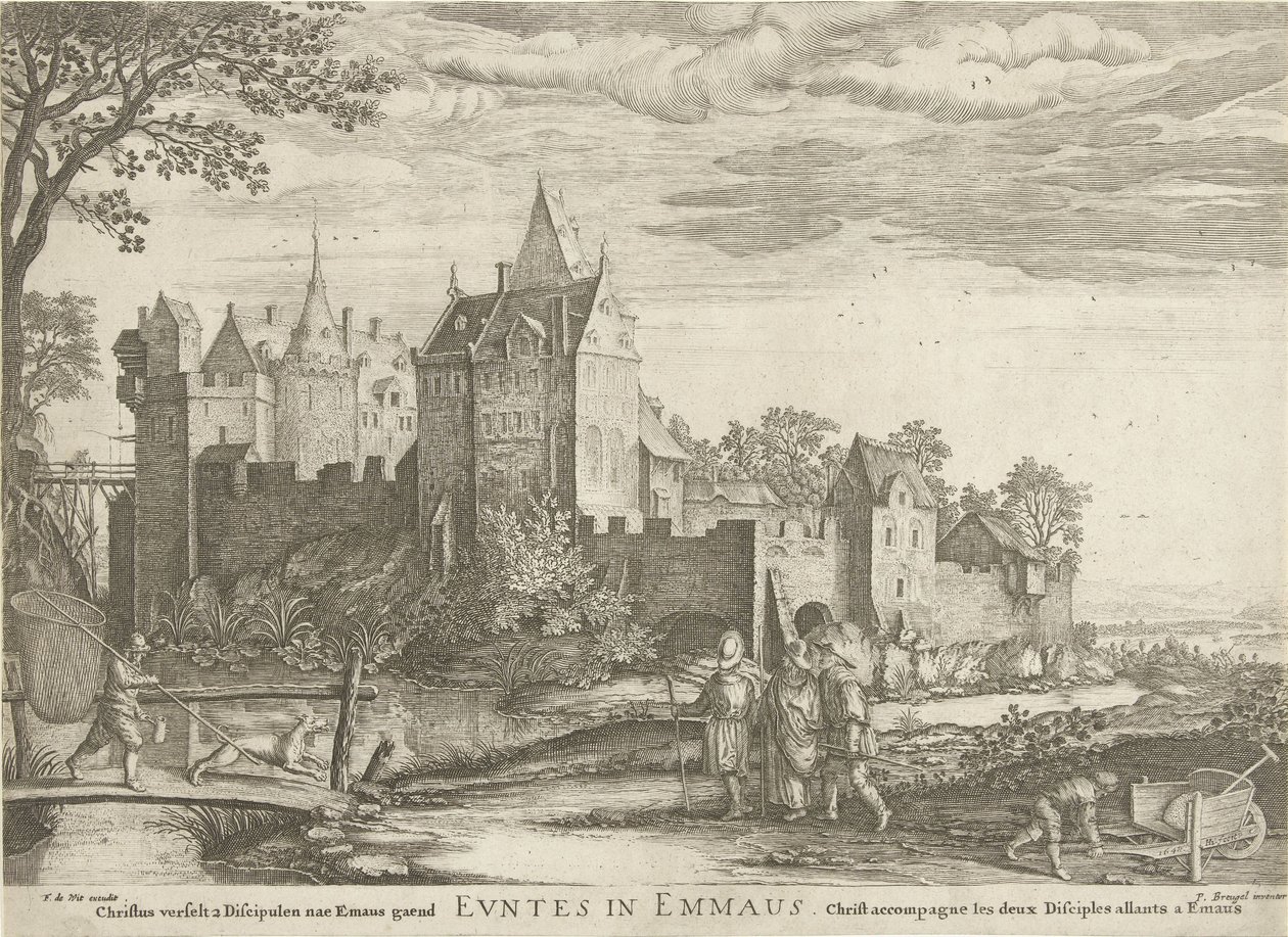 Emmaüsgangers Indo para Emaús (título no objeto) de Hendrick Hondius (I)