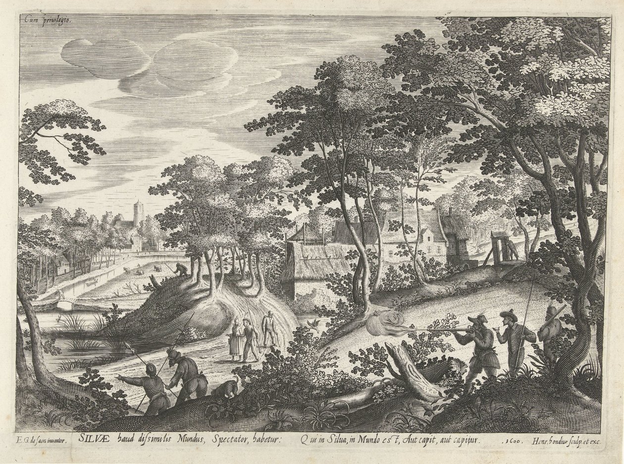 Paisagem com cena de caça de Hendrick Hondius (I)