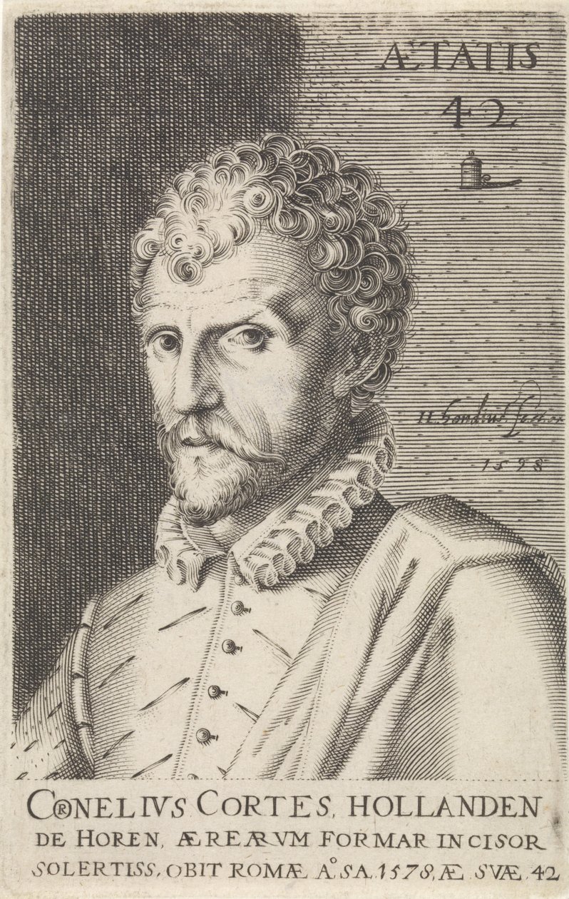 Retrato de Cornelis Cort Artistas ilustres (título da série) de Hendrick Hondius (I)