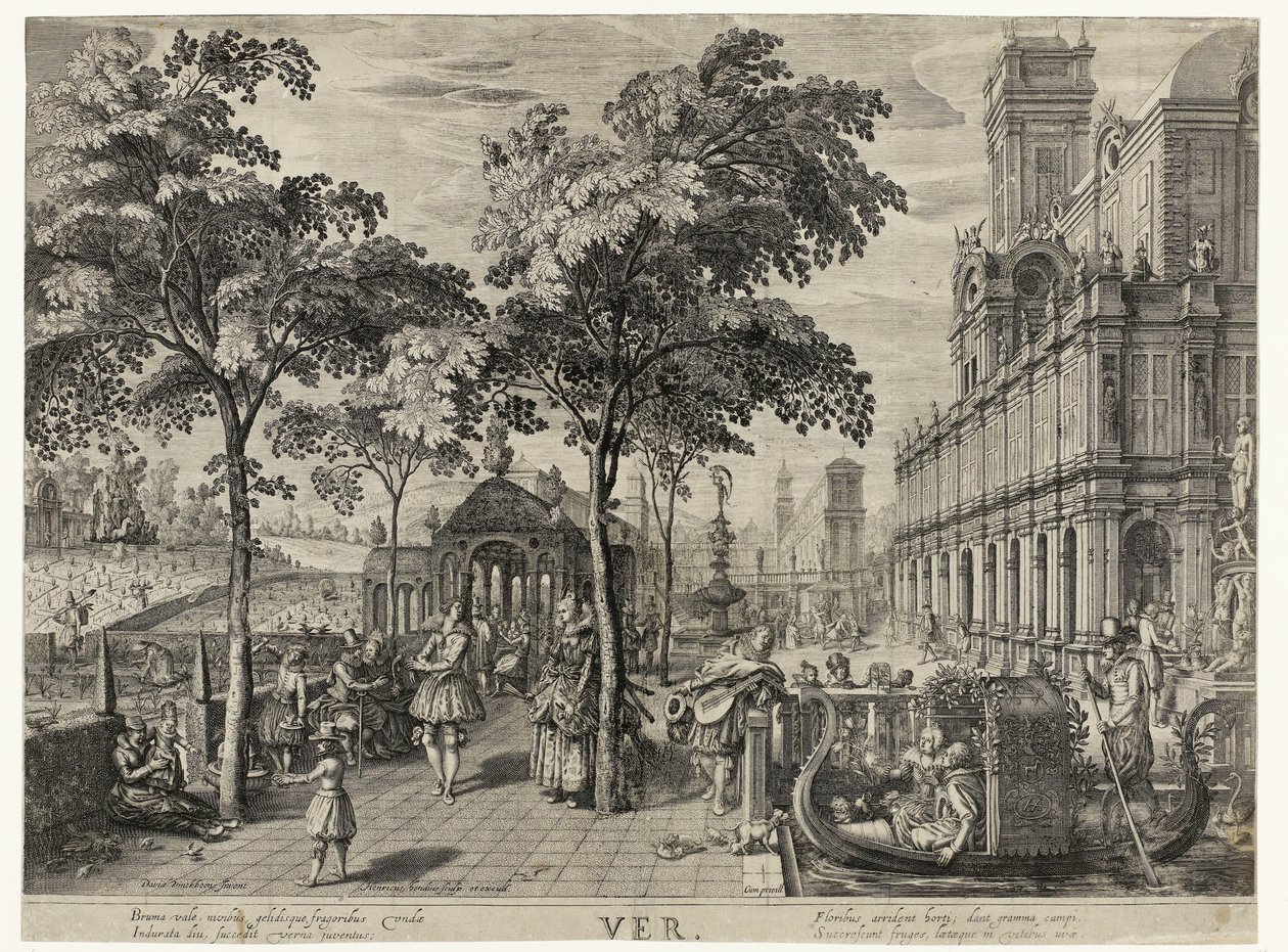 Primavera
Primavera, uma empresa de um castelo
Longe (título sobre o objecto)
As quatro estações (título da série) de Hendrick Hondius (I)
