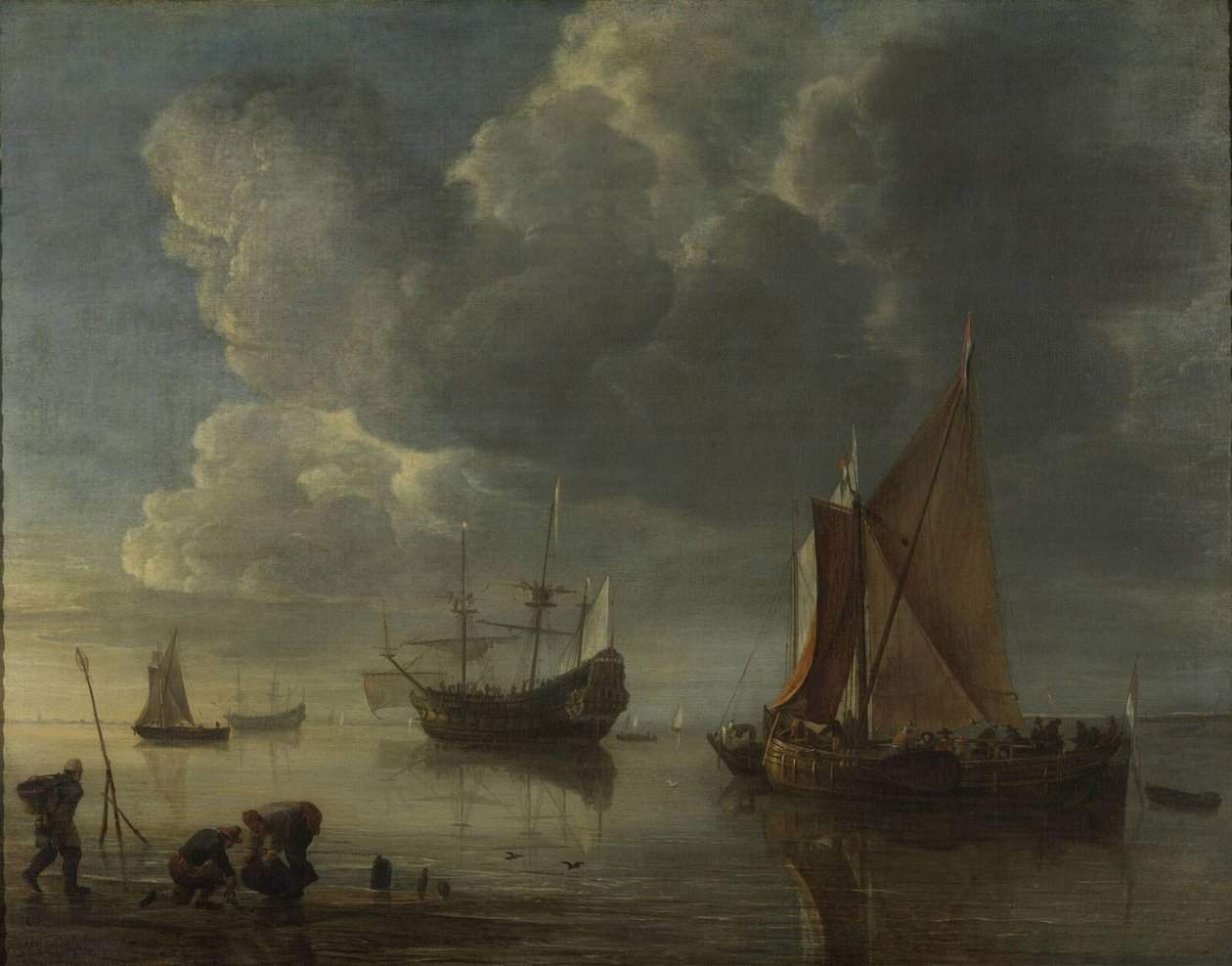 Um mar calmo, 1655-1657 de Hendrick Jacobsz. Dubbels
