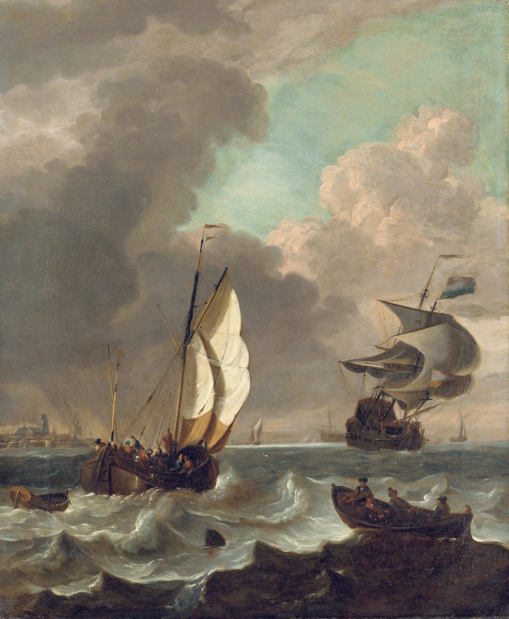 Navegando com uma brisa forte em Dordrecht de Hendrick Rietschoof