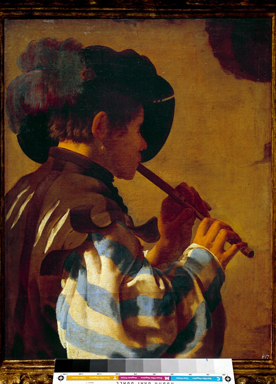 Patre a tocar flauta. Pintura de Hendrik Ter Brugghen (1588-1629) Ec Hol. de Hendrick ter Brugghen