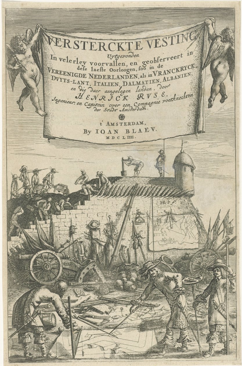 Página de título para Henrich Ruse, Versterckte Vesting, 1654 de Hendrick baron van Ruse