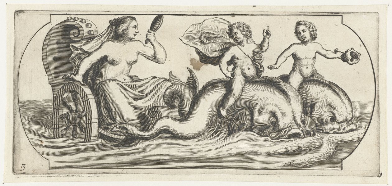 Anfitrite em uma carruagem Nouveau Livre des Dieux et Deeßes De la Marine Bouckje of Sea Gods and Goddesses (título da série) de Hendrick de Keyser (I)
