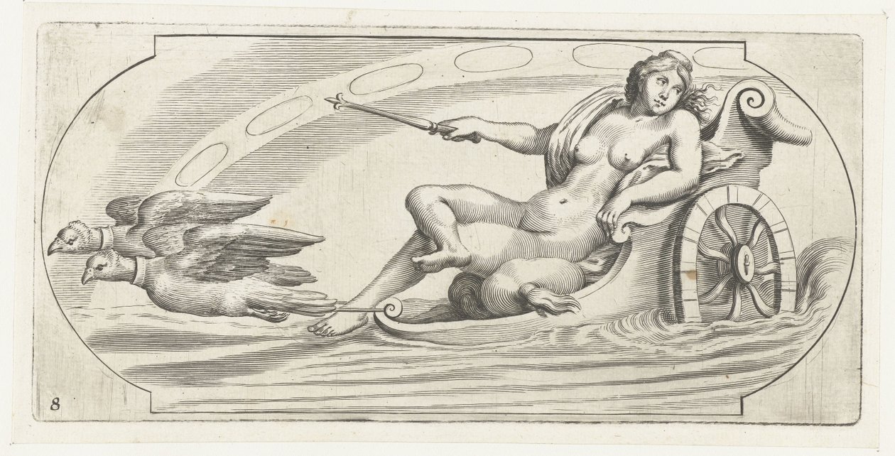 Aurora em uma carruagem Nouveau Livre des Dieux et Deeßes De la Marine Bouckje of Sea Gods and Goddesses (título da série) de Hendrick de Keyser (I)