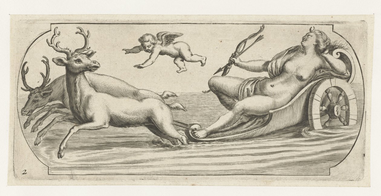 Diana com arco e flecha
Nouveau Livre des Dieux et Deeßes De la Marine Bouckje of Sea Gods and Goddesses (título da série) de Hendrick de Keyser (I)