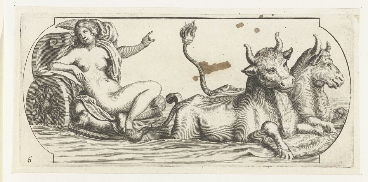 Europa em uma carruagem Nouveau Livre des Dieux et Deeßes De la Marine Bouckje of Sea Gods and Goddesses (título da série) de Hendrick de Keyser (I)