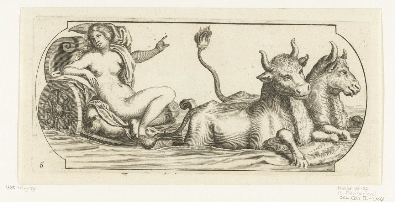 Europa em uma carruagem Nouveau Livre des Dieux et Deeßes De la Marine Bouckje of Sea Gods and Goddesses (título da série) de Hendrick de Keyser (I)