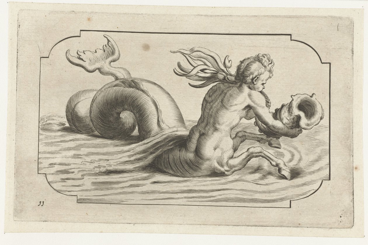 Cavalo marinho com tronco macho
Nouveau Livre des Dieux et Deeßes De la Marine Bouckje of Sea Gods and Goddesses (título da série) de Hendrick de Keyser (I)