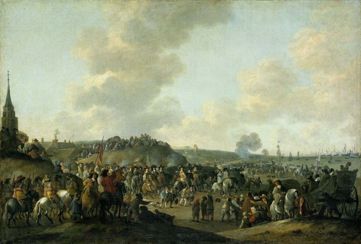 A partida de Carlos II de Inglaterra de Scheveningen, 2 de Junho de 1660 de Hendrick de Meijer