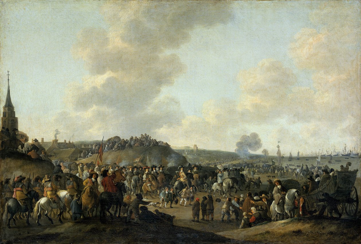 A partida do rei Carlos II da Inglaterra de Scheveningen, 2 de junho de 1660, 1683 de Hendrick de Meijer