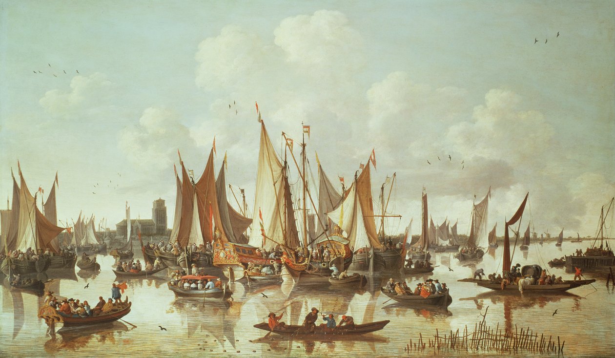 Navios holandeses no porto de Dordrecht de Hendrick de Meyer