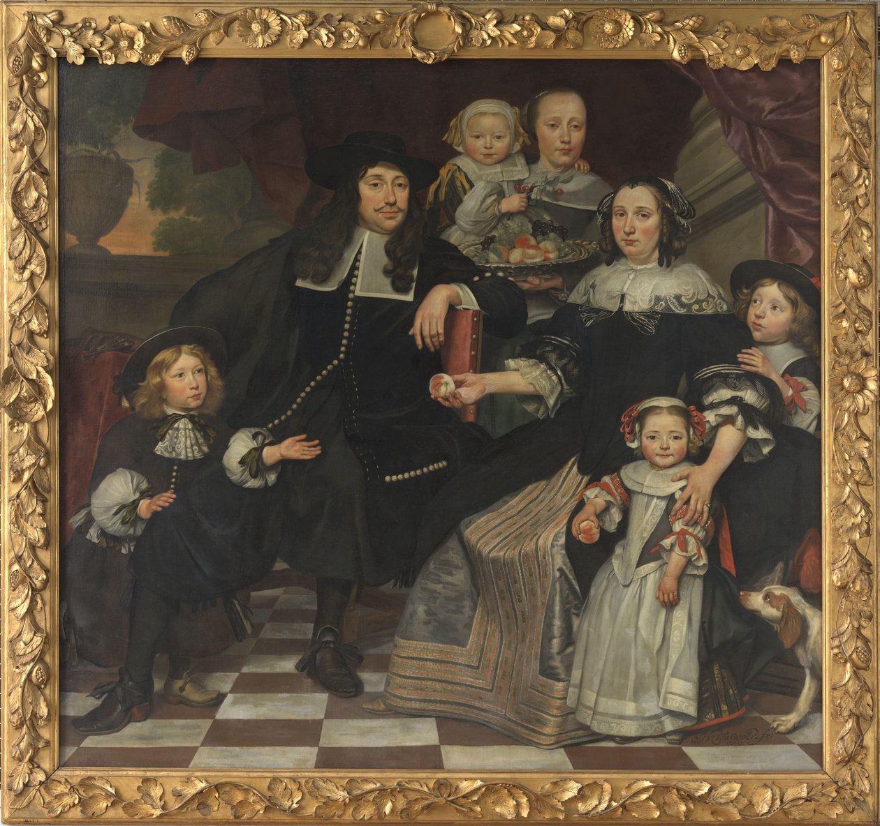 Uma família no terraço de uma casa de campo de Hendrick ten Oever