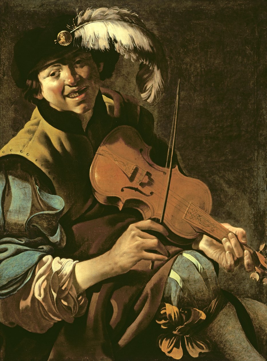 Um violinista de menino, 1626 de Hendrick ter Brugghen
