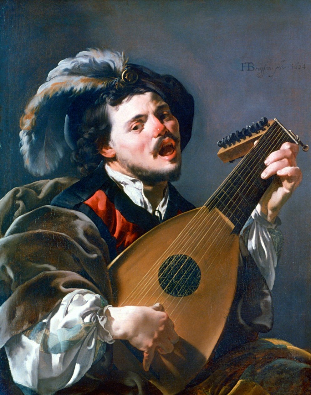 Um homem tocando alaúde, 1624 de Hendrick ter Brugghen