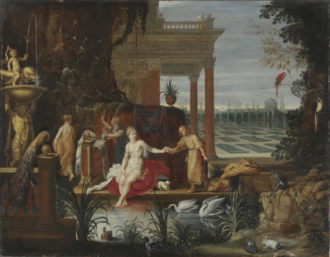 Bathseba no banho Recebendo a carta do rei Davi, c.1600 de Hendrick van Balen