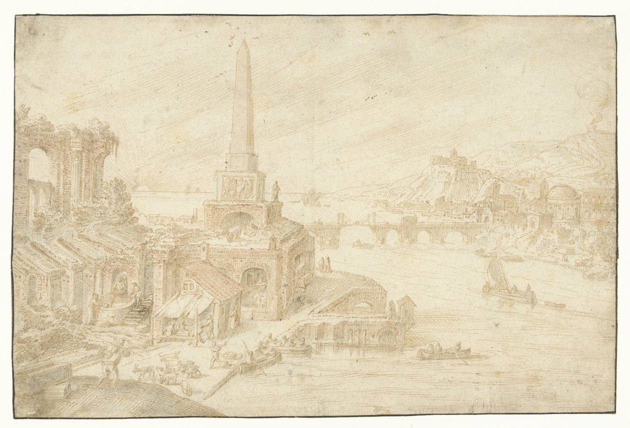 Obelisco ao lado das ruínas
Regionum, Rurium, Fundorumque (...) (título da série) de Hendrick van Cleve