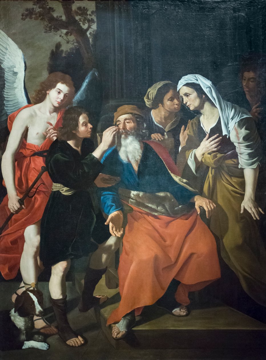 Tobia restaura a visão do seu pai de Hendrick van Somer