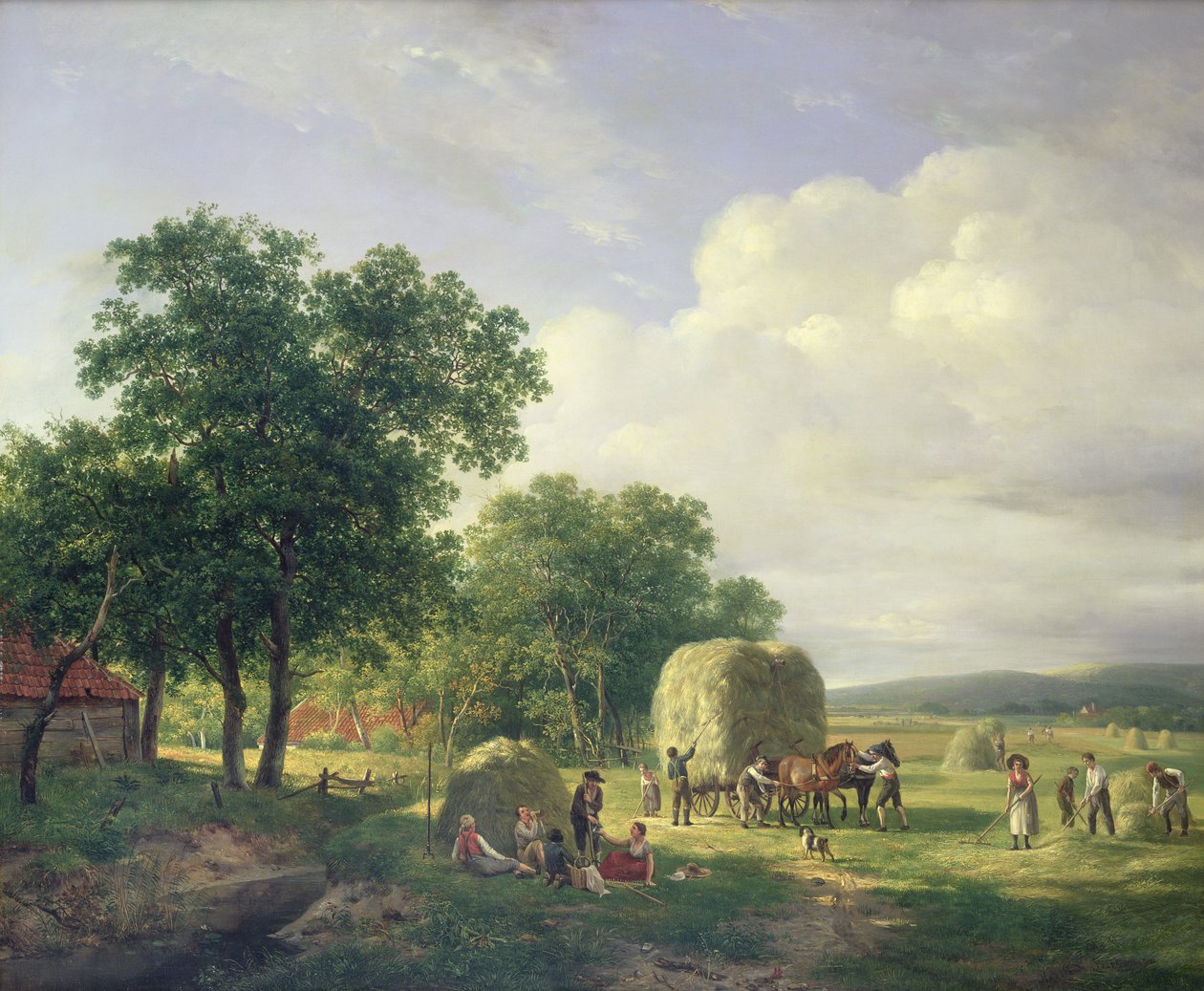 Paisagem arborizada com ceifeiros, 1822 de Hendrick van de Sande Bakhuyzen