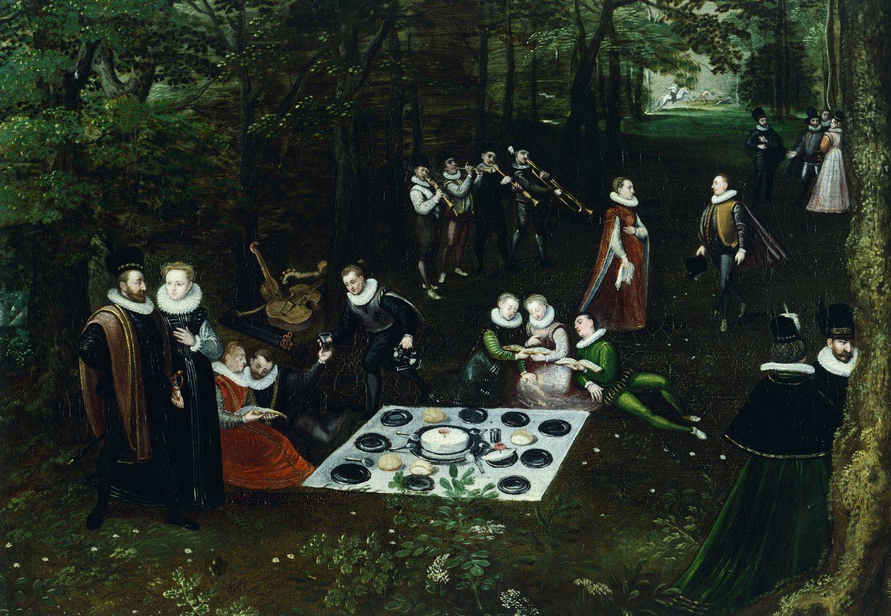 Paisagem na Primavera, por Lucas van Valkenborch (cerca de 1530-1597), Detalhe de Hendrick van den (1530 97) Broeck